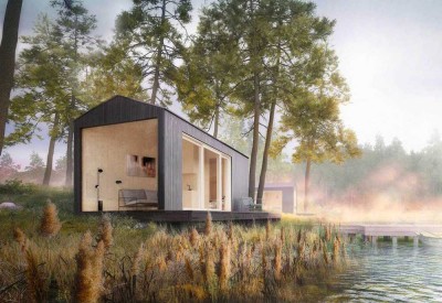 Minimalhaus mit Seezugang inmitten der Natur