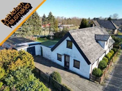 Verkauf einer ehemaligen Reetdachkate mit Garage in Lehe bei Lunden, Kreis Dithmarschen