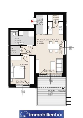 Möblierte Neubau 2-Zimmer Wohnung mit großem Balkon - Stern-Villen Haus Sirius Top 19