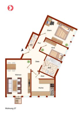 3 ZIMMER EIGENTUMSWOHNUNG in 41061 Mönchengladbach