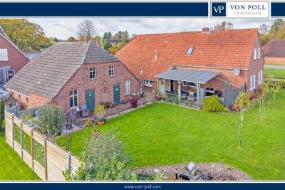 Teilsanierter Resthof mit Nebengebäude in Kanallage von Großefehn