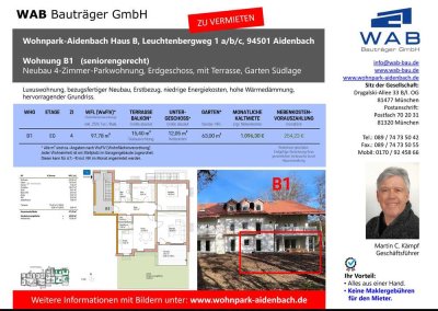 Neubau 4-Zimmer-Parkwohnung, Erdgeschoss, mit Terrasse, Garten Südlage (B1)