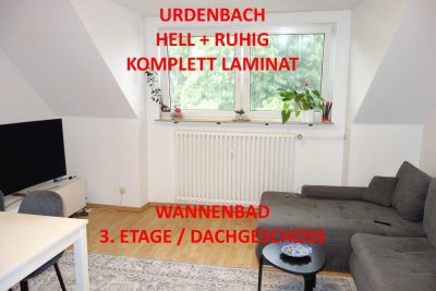 KOMFORT WOHNUNG IN URDENBACH HELL UND RUHIG KOMPLETT LAMINAT WANNENBAD 2 ZIMMER / 3. ETAGE (DG)