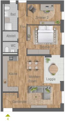 Attraktive 3-Zimmer-Wohnung Wohnung mit Loggia