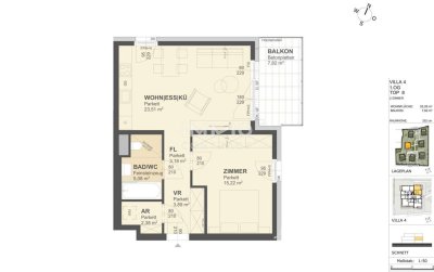 53qm MIETE - Balkonwohnung, Lift, Tiefgarage, in beliebter Grünruhelage