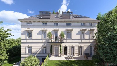 RESIDIEREN WIE IM SCHLOSS | 5 Zimmer Stilaltbauwohnung mit ca. 4,40m Raumhöhe | ca. 12m² Balkon geplant &amp; Parkplatz | sanierungsbedürftig