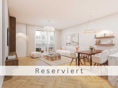 Reserviert: Neubauwohnung, Balkon und Blick auf den Rheinturm - nur 80m von der Königsallee entfernt