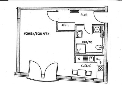 Moderne 1-Zimmer-Wohnung im Zentrum von Eisenach