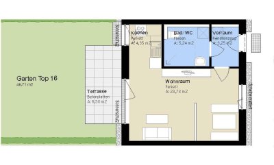 Charmante 1-Zimmerwohnung mit eigener Terrasse und Gartenidylle!