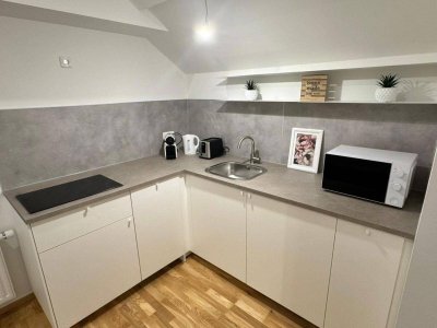 Vollmöblierte, neu renovierte Dachwohnung mit Parkplatz