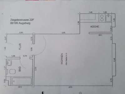 Schöne, ruhige 1-Zimmer-Wohnung in Augsburg