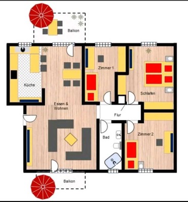 Helle 4-Zimmer-Wohnung mit 2 Balkonen in Aschaffenburg-Schweinheim