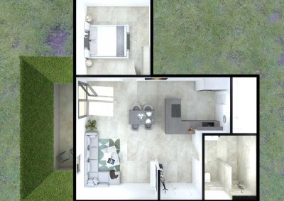 Neubau trifft auf Holz: Energieeffizientes 2-Zimmer-Souterrain-Wohnung mit hohem Komfort