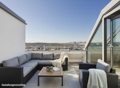 3-Zimmer-DG-Wohnung mit Gloriettblick | ca. 109 m² WNFL | Fußbodenheizung | Einbauküche | Stadt- und Fernblick