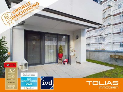 Moderne 4-Zimmer Erdgeschoswohnung Baujahr 2020 mit Aufzug zwei Terrassen und Garten.