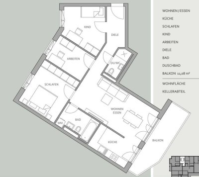 Neubauwohnung, Moderne 3,5-Zimmer mit Balkon und EBK in München Altperlach