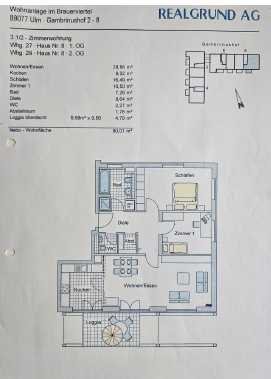 Helle 3,5-Zimmer Wohnung im 3. OG mit Balkon in Ulm-Weststadt