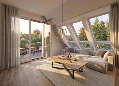 Lichtdurchfluteter 4 Zimmer Dachgeschoßtraum mit großer Terrasse und wundervollem Ausblick ! Rohbau fertiggestellt !