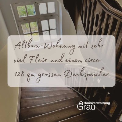 Altbau-Wohnung in gepflegter Denkmal-Immobilie plus Dachspeicher mit Ausbau-Potenzial (128 qm Nfl.)