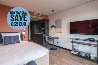 New Year Special: Furnished micro apartments, community areas, coworking & gym close to BMW