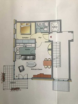 2-Zimmer-Wohnung mit Balkon und Einbauküche in Haan