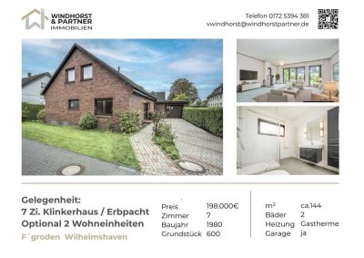 SCHÖNES FAMILIENFREUNDLICHES EIN-/ZWEIFAMILIENHAUS MIT 6-7 ZIMMERN IN WILHELMSHAVEN F´GRODEN