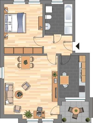 Renovierte 2-ZKB-Balkonwohnung im Erdgeschoss in der Bahnhofstraße zu vermieten!