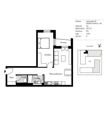 Schöne Erdgeschoss 2-Zimmer-Wohnung