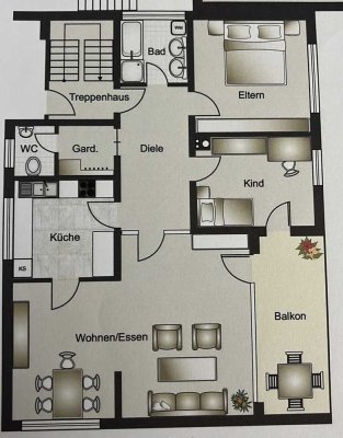 Neuwertige 4-Zimmer-Wohnung mit Balkon in Riederich