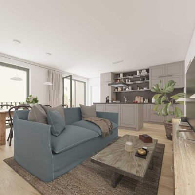 Erstbezug - Neubau Effizienzhaus 40 Plus I 3 Zimmer im Hinterhaus I Balkon & Terrasse mit Grünfläche