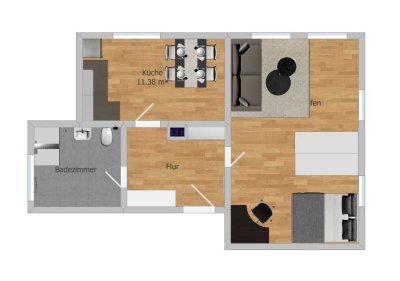 Frisch renovierte 1-Zimmer Wohnung in Zentraler Lage von Eltville am Rhein