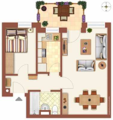 vermietete (770,- Kaltmiete) 2-Zimmer-Wohnung mit Balkon im Adejeweg in Unterhaching nähe S-Bahnhof
