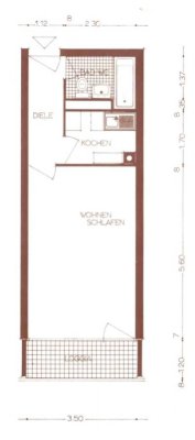 Helle 1-Zimmer Wohnung mit Balkon im 4. OG in Gießen