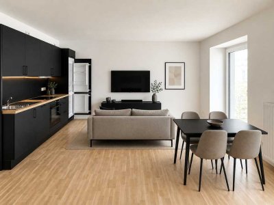 Erstbezug nach Sanierung: hochwertige 2-Zimmer-Wohnung mit Einbauküche und Balkon