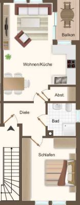 Helle 2-Zimmer-Wohnung mit Balkon