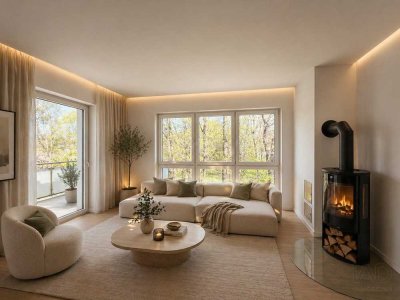 Ankommen und Wohlfühlen – stilvolle 4-Zimmer-Wohnung mit Kamin und Südbalkon am Schweizer Wald