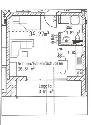 Helle 1 Zimmer Whg in KfW70 Energiesparhaus mit Balkon