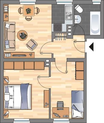 Charmante 2-Zimmer-Wohnung mit Tageslichtbad in Wilhelmshaven