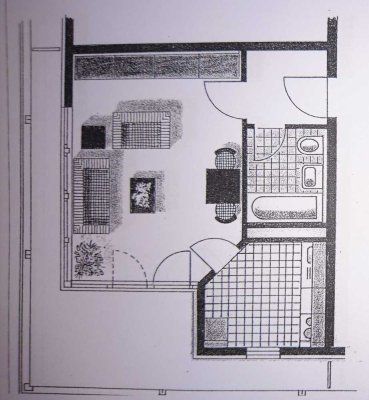 Helles 1-Zimmer Appartement mit Terrasse im 4. OG