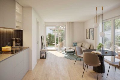 Neubau: Sonnige 3-Zimmer-Gartenwohnung im attraktiven, zweigeschossigen Maisonette-Stil