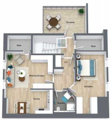 Zentrale Dachgeschosswohnung mit Burgblick und großer Dachterrasse in Hechingen