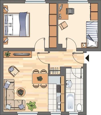 Klein abr Fein! Helle 2-Zimmer-Erdgeschosswohnung mit Balkon