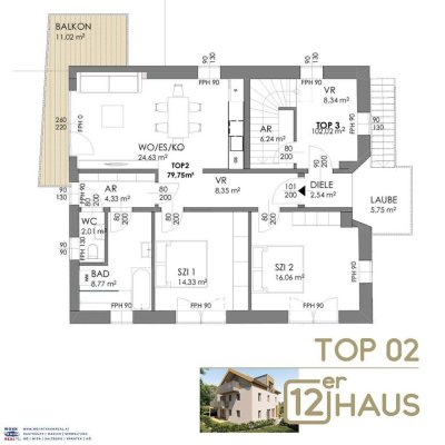 12er-Haus: neue 3-Zimmer Wohnung - ERSTBEZUG