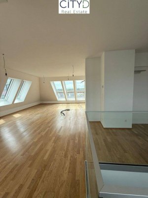 "Grünes Cumberland" ! Traumhafte zweistöckige 3-Zimmer-Wohnung mit Dachterrasse und Blick auf Schönbrunner Schlossgarten und Lainzer Tiergarten