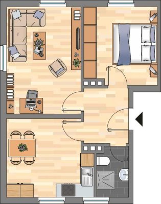 Bereits modernisierte 2 ZKB-Wohnung mit ebenerdiger Dusche in der Peterstraße zu vermieten!