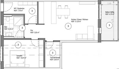 Erstbezug: exklusive 2-Zimmer-Erdgeschosswohnung mit Balkon in Karlsbad (Spielberg)