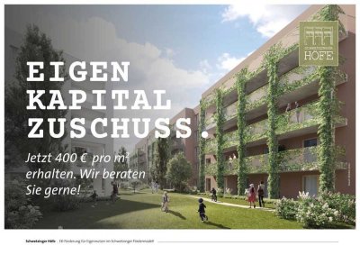 Über 35.000 € EK-Zuschuss im Schwetzinger Fördermodell: 3-Zimmer-ETW mit großem Balkon.