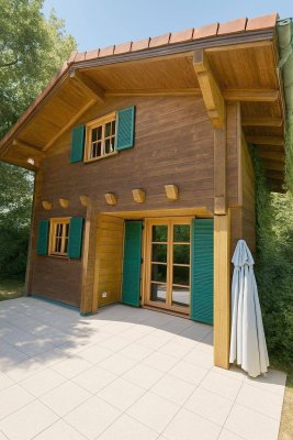 Modernes Holzhaus mit Sauna und Terrasse in Wien