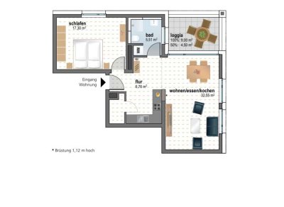 Moderne 2-Zimmer Wohnung (67m²) in Neu-Ulm mit Balkon