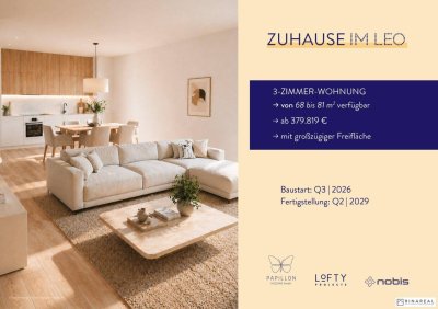 FÜR ANLEGER // Zuhause IM LEO | Schöne 3 Zimmer Gartenwohnung mit Terrasse | Tiefgarage im Gebäude | Hauptstraße | Sommer 2029 - Top 4